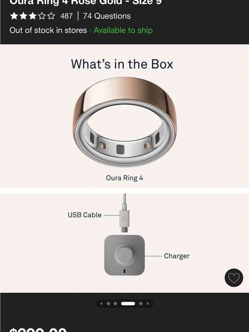 Oura Ring 4 - Gold Smart Ring (Size 9)